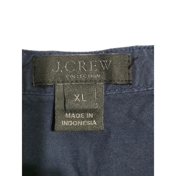 J. Crew Dress Navy Blue Preppy Button Front XL Sleeveless Shirt Dress - Picture 7 of 7